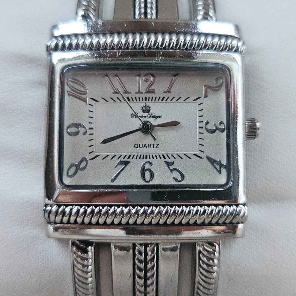 Premier Designs Women Wristwatch Silver Tone Wide Cuff Band Japan Movt watch